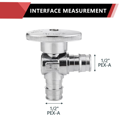 1/2" x 1/2" PEX Expansion Angle Stop Valve, 1/4 Turn (Lead Free) Plumbingsell