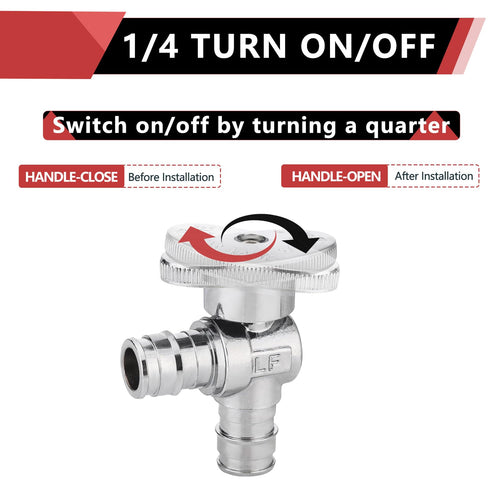 10 Pcs 1/2" x 1/2" PEX Expansion Angle Stop Valve, 1/4 Turn (Lead Free) Plumbingsell