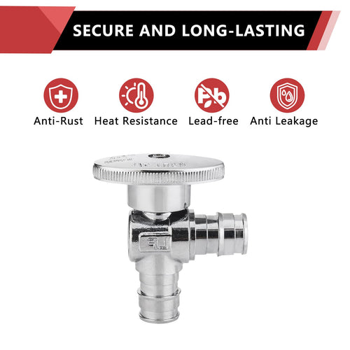 1/2" x 1/2" PEX Expansion Angle Stop Valve, 1/4 Turn (Lead Free) Plumbingsell