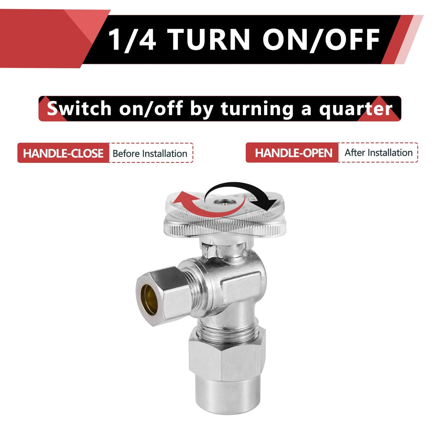 1/2" CPVC x 3/8" OD Compr. Angle Stop Valve, 1/4 Turn (Lead Free)