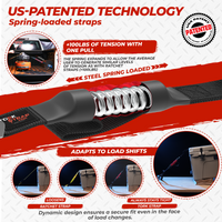 TorkStrap M500 | 14'x1'' Spring Loaded Tie Down Straps - Adapts to Load Shifts - 1500lbs Max Load - Just Pull Alternative to Ratchet Straps with Hooks - For Securing Motorcycles, Kayaks, ATVs TorkStrap