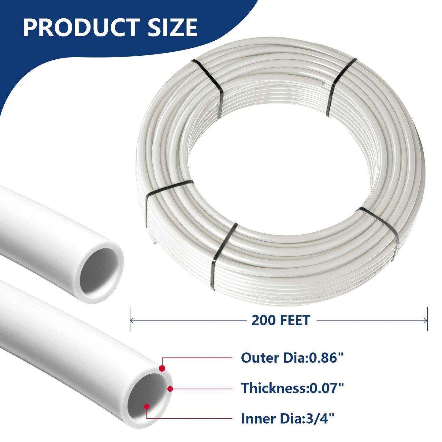 3/4" 200ft PEX-B Pipe (White & Cutter)