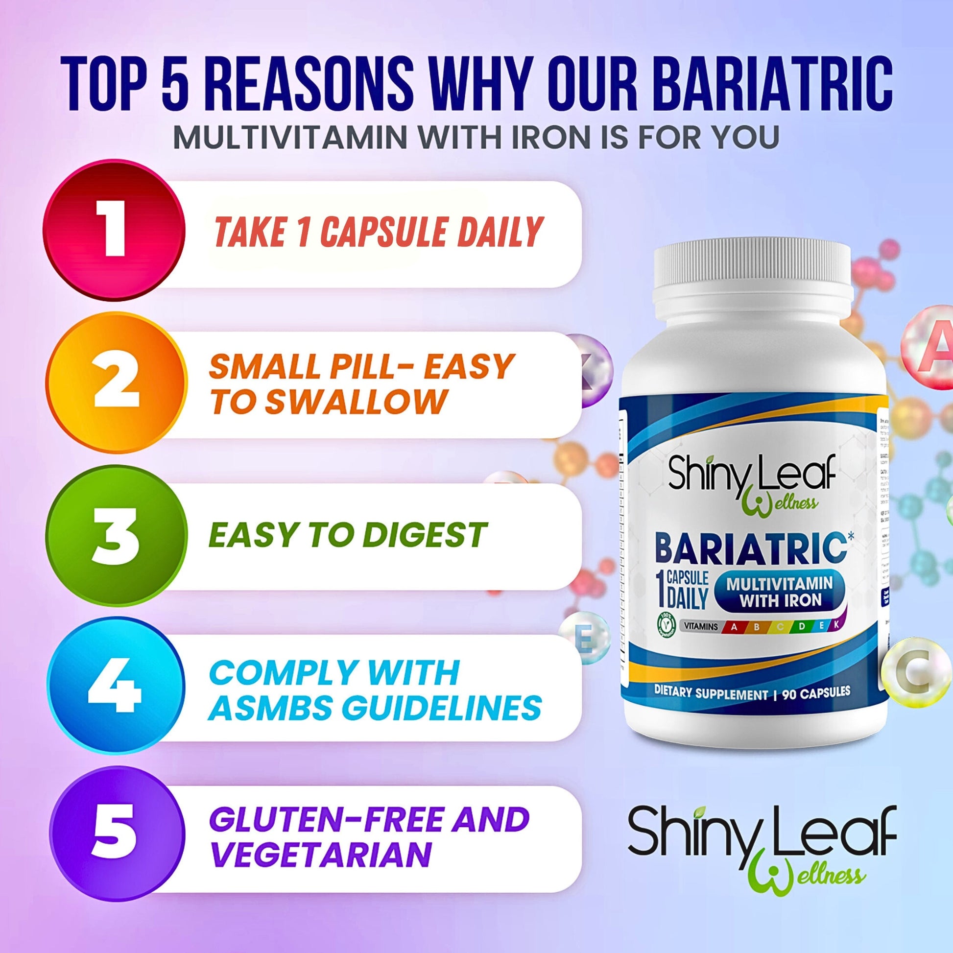 Shiny Leaf Bariatric Multivitamin with Iron With DHT Original Shampoo and