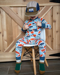 Camo fish bamboo pj set Keep the Littles Wild