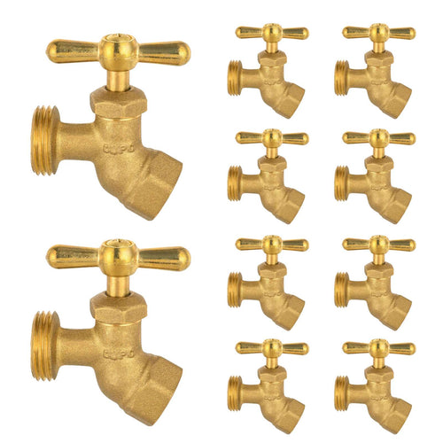 10 Pcs 3/4" FIP x 3/4" MHT Brass No-Kink Hose Bibb (Lead Free) Plumbingsell