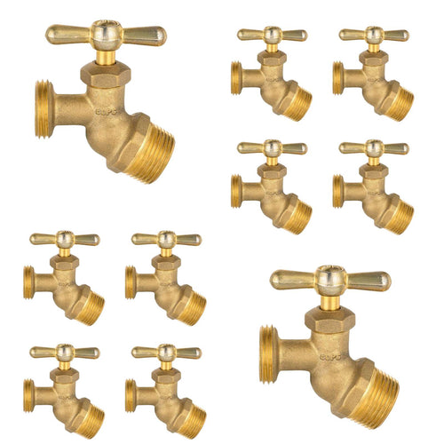 10 Pcs 3/4" MIP x 3/4" MHT Brass No-Kink Hose Bibb (Lead Free) Plumbingsell