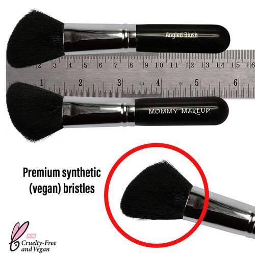 Angled Blush Brush - Hand cut, Vegan, Cruelty-free Mommy Makeup