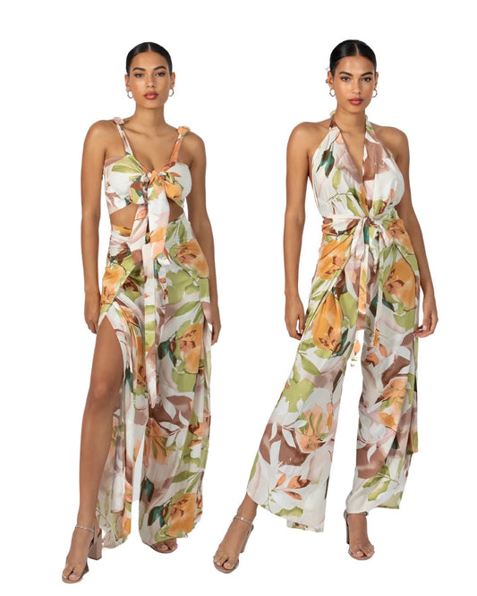 Baliawear Baliawear Pant to Jumpsuit - Peach Floral