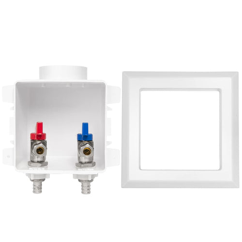1/2" PEX Crimp (F1807) Inlet, Faucet Outlet Box, with Installed 1/4 Turn Ball Valve Plumbingsell