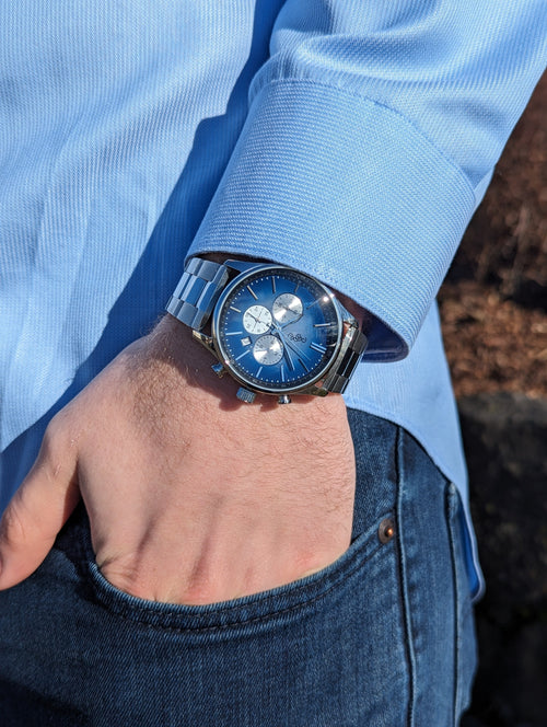 Blue Retro Chronograph The Beyond Boring Watch Company