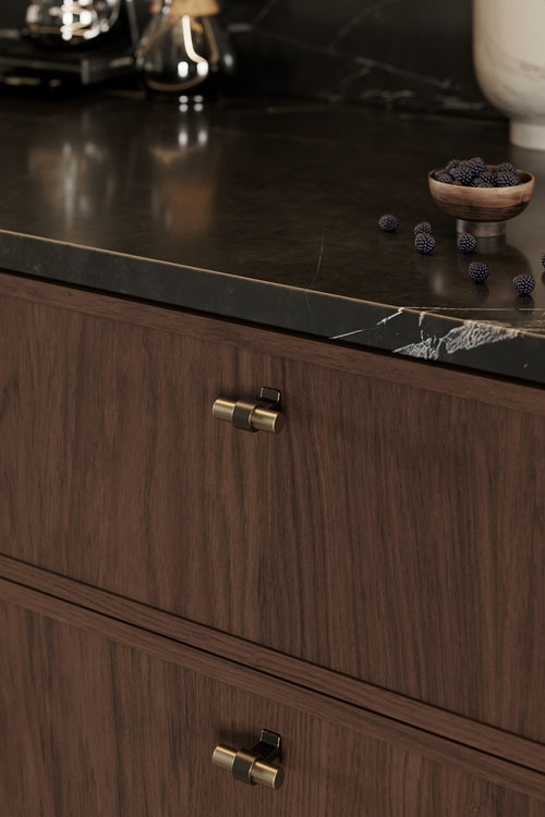 Brushed Bronze "Bond" T-Bar Dual Finish Knob and Pulls Euro • Knobs