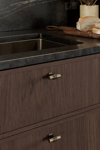 Brushed Bronze "Bond" T-Bar Dual Finish Knob and Pulls Euro • Knobs