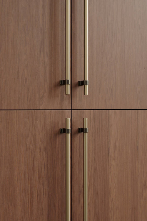 Brushed Bronze "Bond" T-Bar Dual Finish Knob and Pulls Euro • Knobs