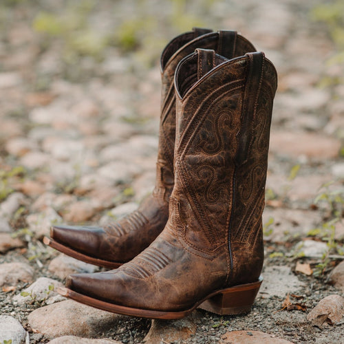 Soto Boots Cheyenne Cowgirl Boots | Women's Snipped Toe Leather Boots (M50041)