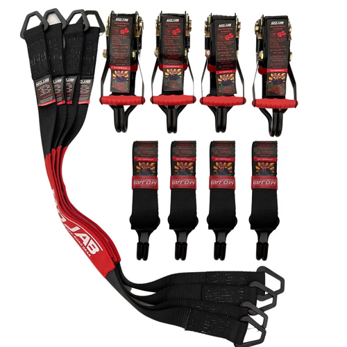 2" x 10' Ratchet Tie-Down (Closed hook) and 2'' x 39'' Axle Tie-Down Set (Pack of 4) (Lifetime Warranty) MOJAB OFFROAD