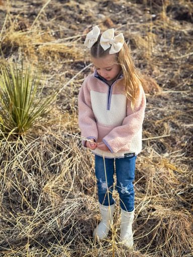 Blush Pink Sherpa Pullover - Fuzzy Warm Comfort Sweatshirt Keep the Littles Wild