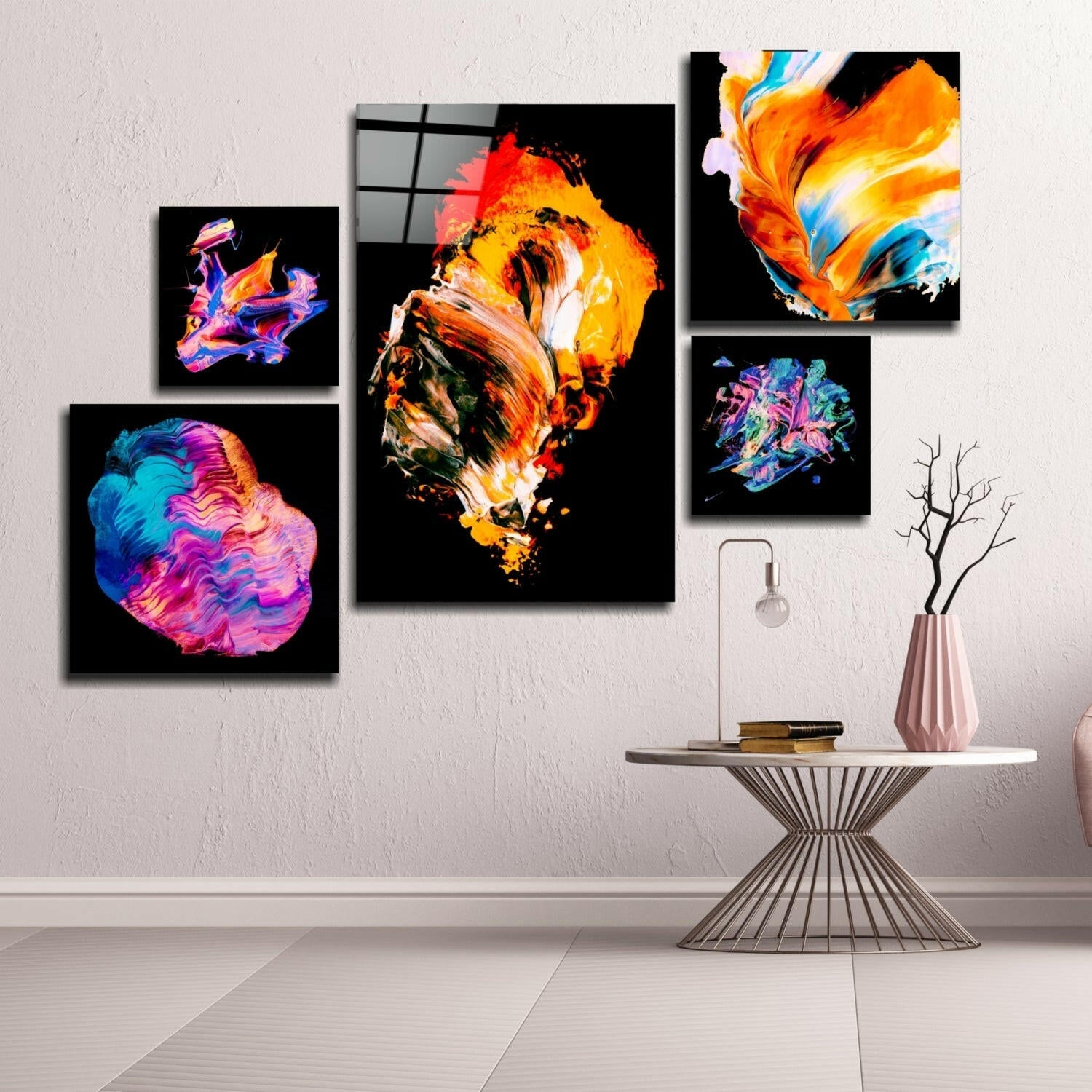 Insigneart USA Insigneart USA Dance of Colors Combined Glass Wall Art