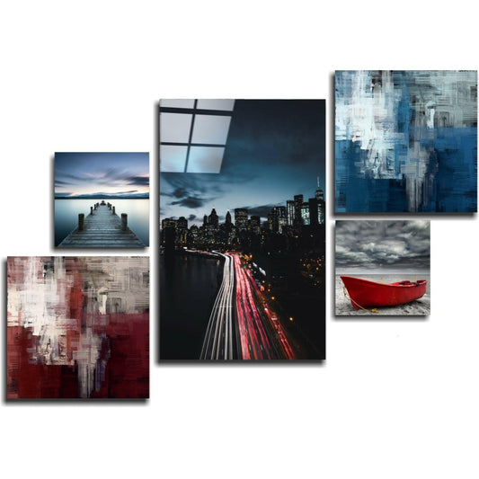 Insigneart USA Insigneart USA Blue Serenity Combined Glass Wall Art