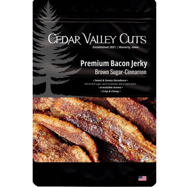 Brown Sugar-Cinnamon Premium Bacon Jerky Cedar Valley Cuts