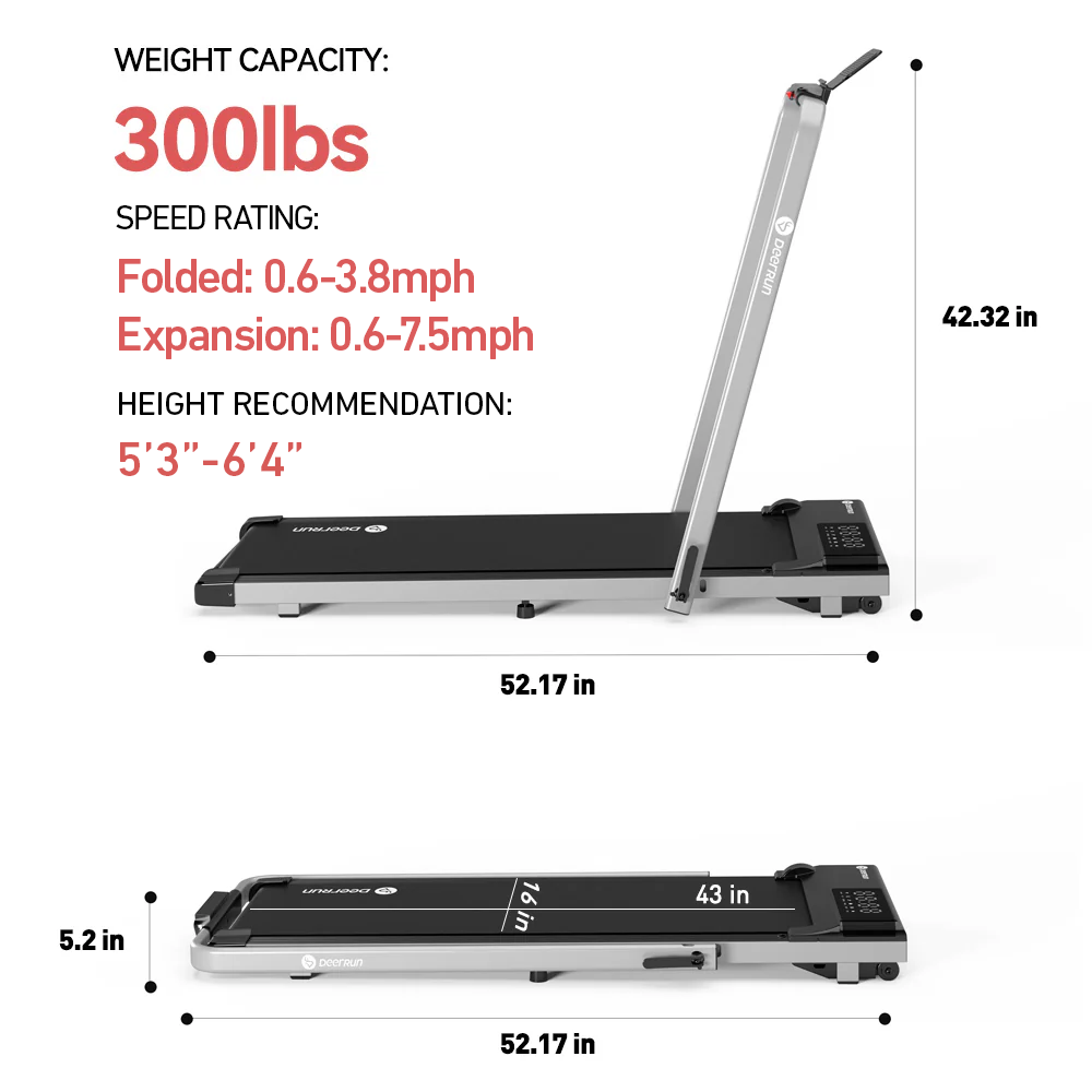 DeerRun® DeerRun A5 Pro Smart 2 in 1 Folding Treadmill Silver
