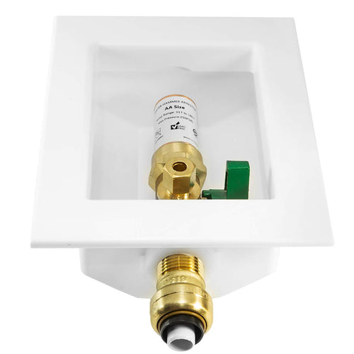 1/2" Push Fit Inlet, Ice Maker Outlet Box, with Copper Water Hammer Arrestor Plumbingsell