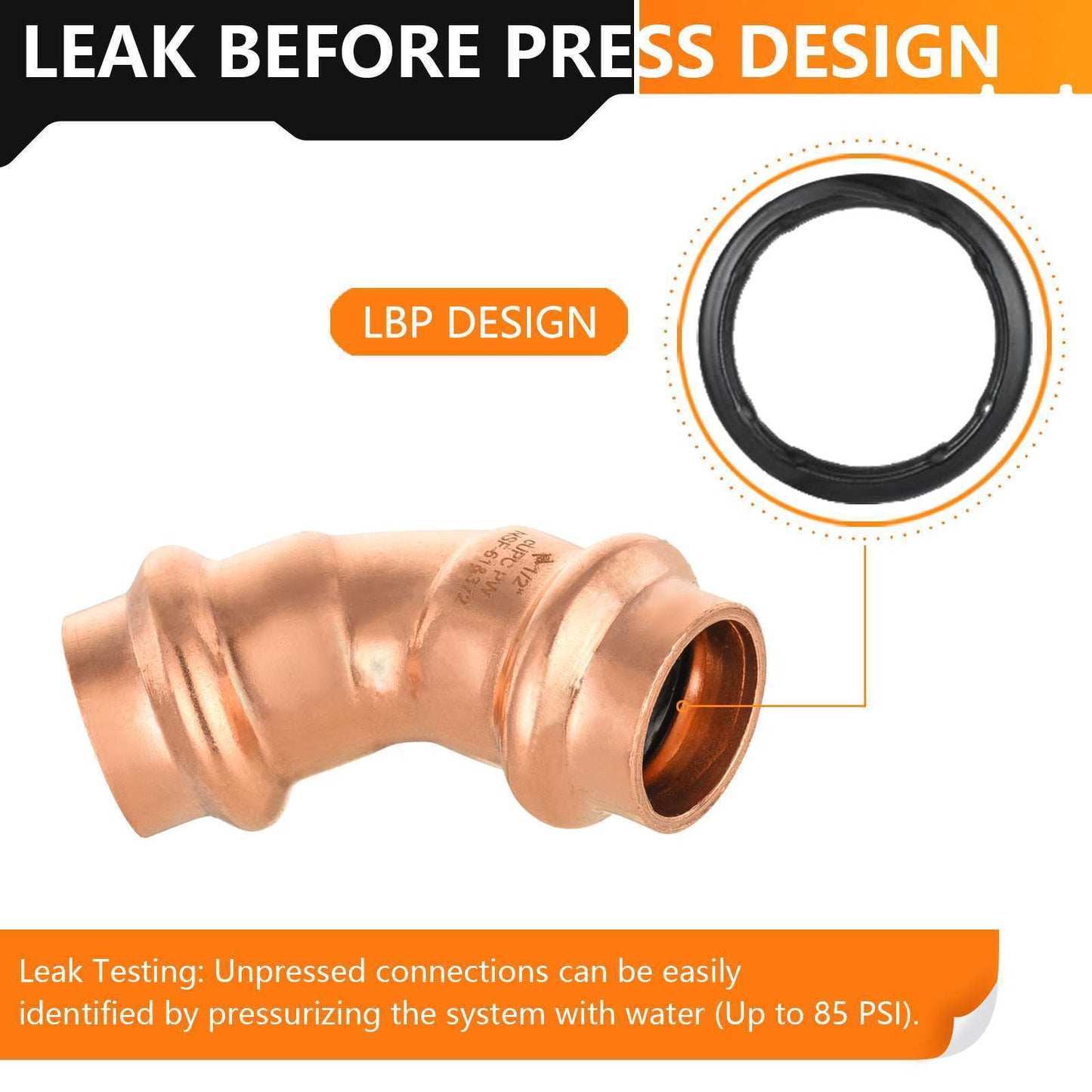 30 Pcs 1/2" Press Copper 45° Elbow (Lead Free)