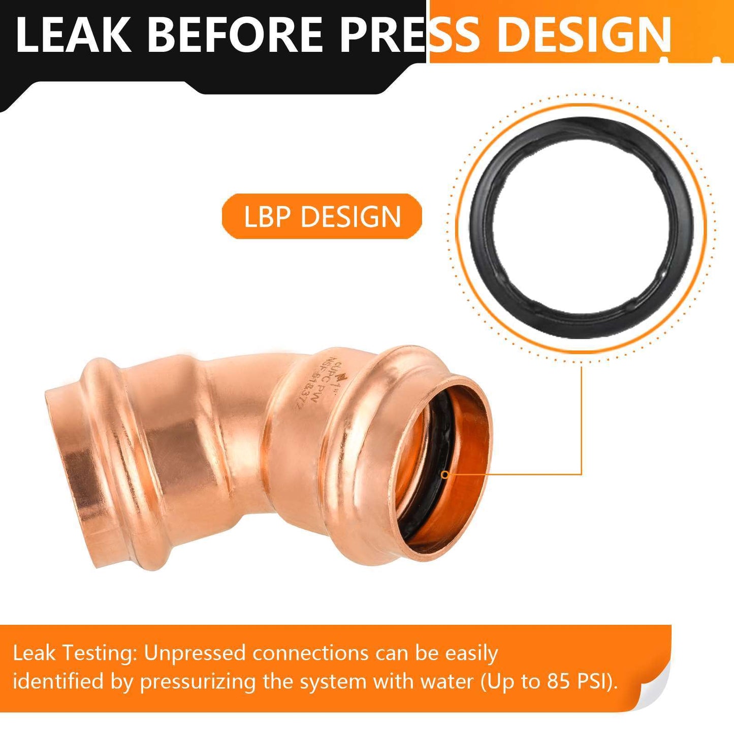1" Press Copper 45° Elbow (Lead Free)