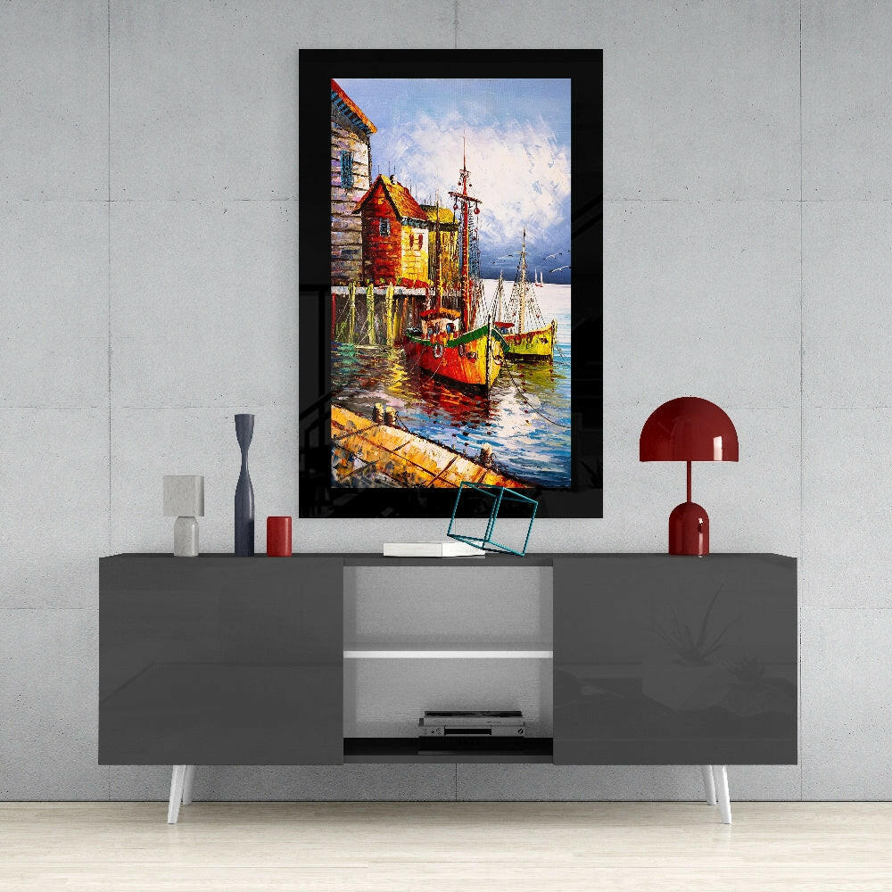 Insigneart USA Insigneart USA Fishing Town Glass Wall Art