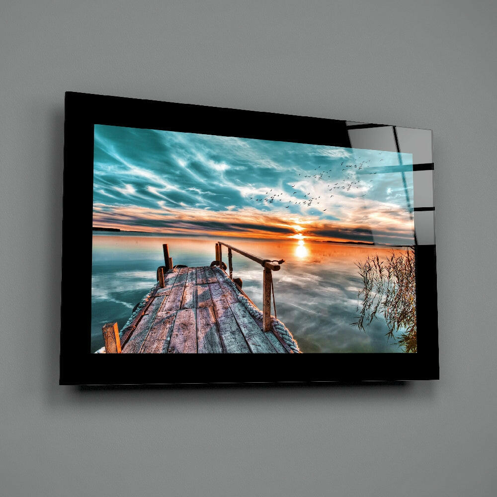 Insigneart USA Insigneart USA Sunset on the Dock Glass Wall Art