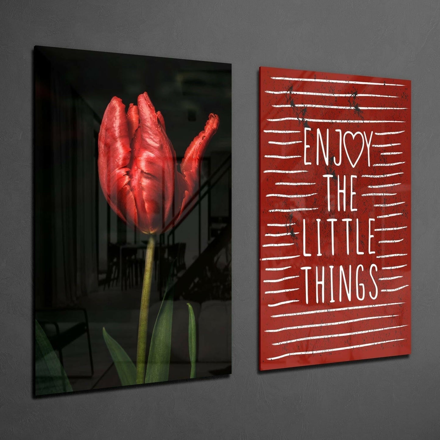 Insigneart USA Enjoy the Little Things 2 Pieces Combine Glass Wall Art