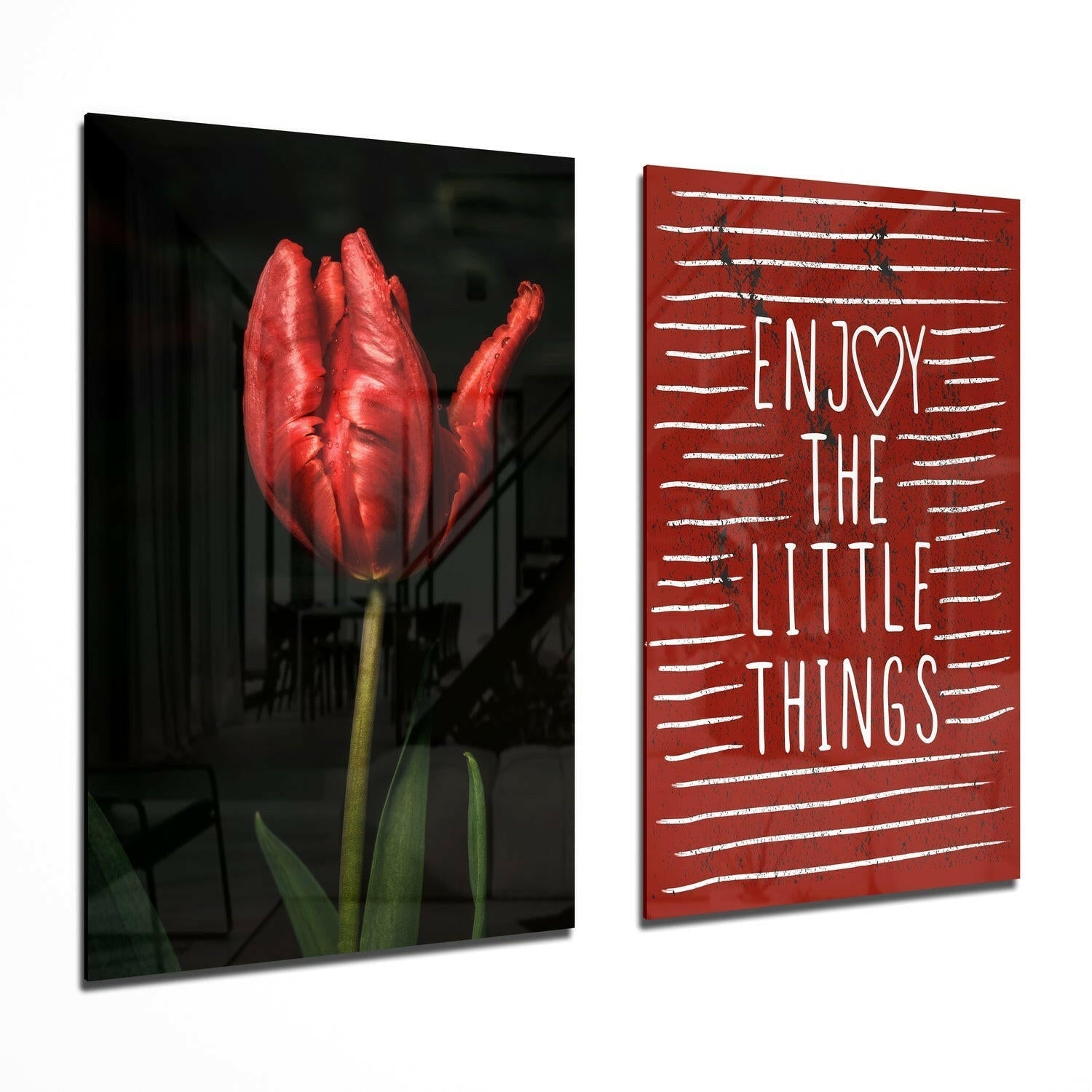 Insigneart USA Enjoy the Little Things 2 Pieces Combine Glass Wall Art