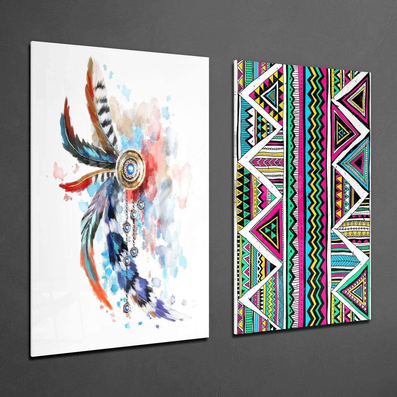 Insigneart USA Insigneart USA Indian Style 2 Pieces Combine Glass Wall Art