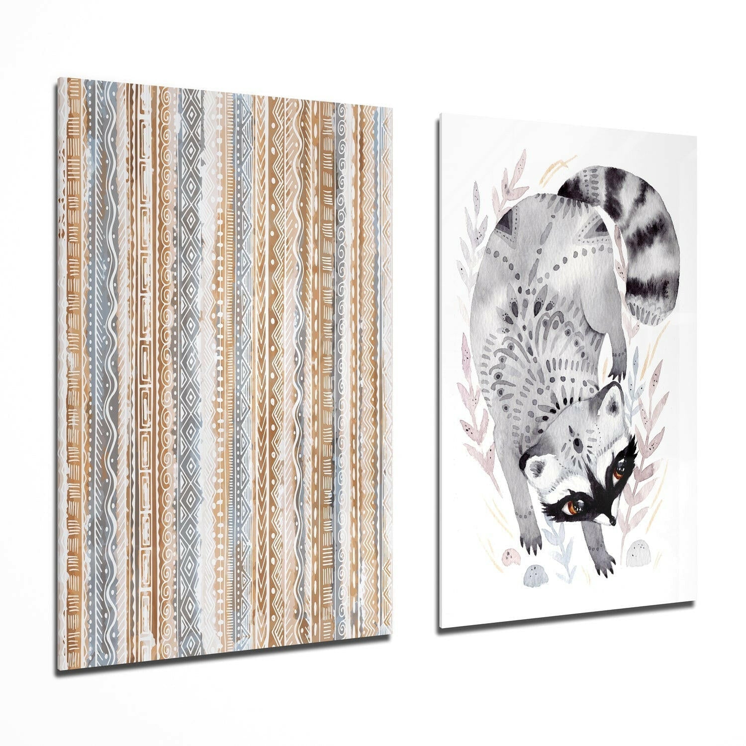 Insigneart USA Insigneart USA Raccoon 2 Pieces Combine Glass Wall Art