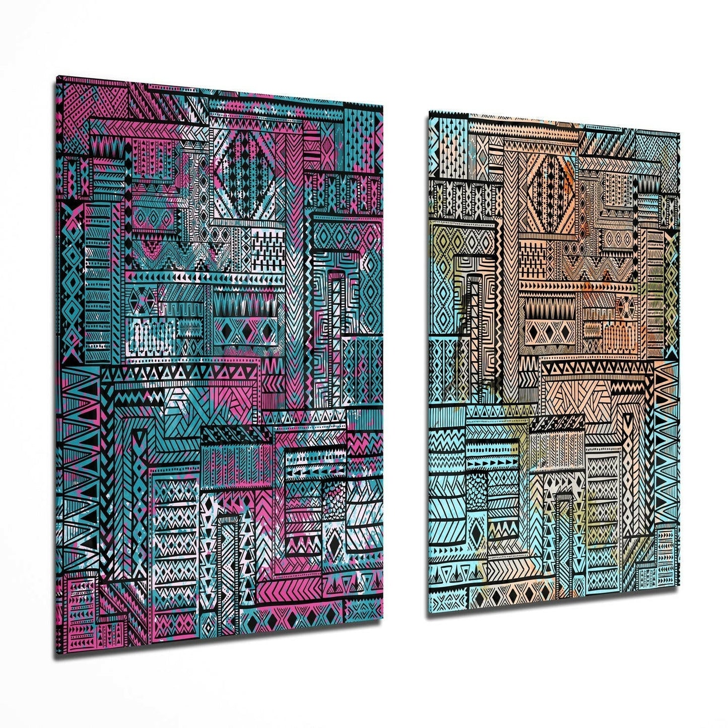 Insigneart USA Insigneart USA Ethnic Patherns 2 Pieces Combine Glass Wall Art