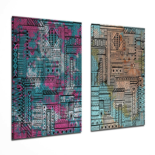 Insigneart USA Insigneart USA Ethnic Patherns 2 Pieces Combine Glass Wall Art