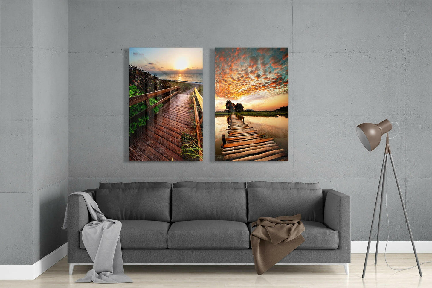 Insigneart USA Insigneart USA Sunsets 2 Pieces Combine Glass Wall Art