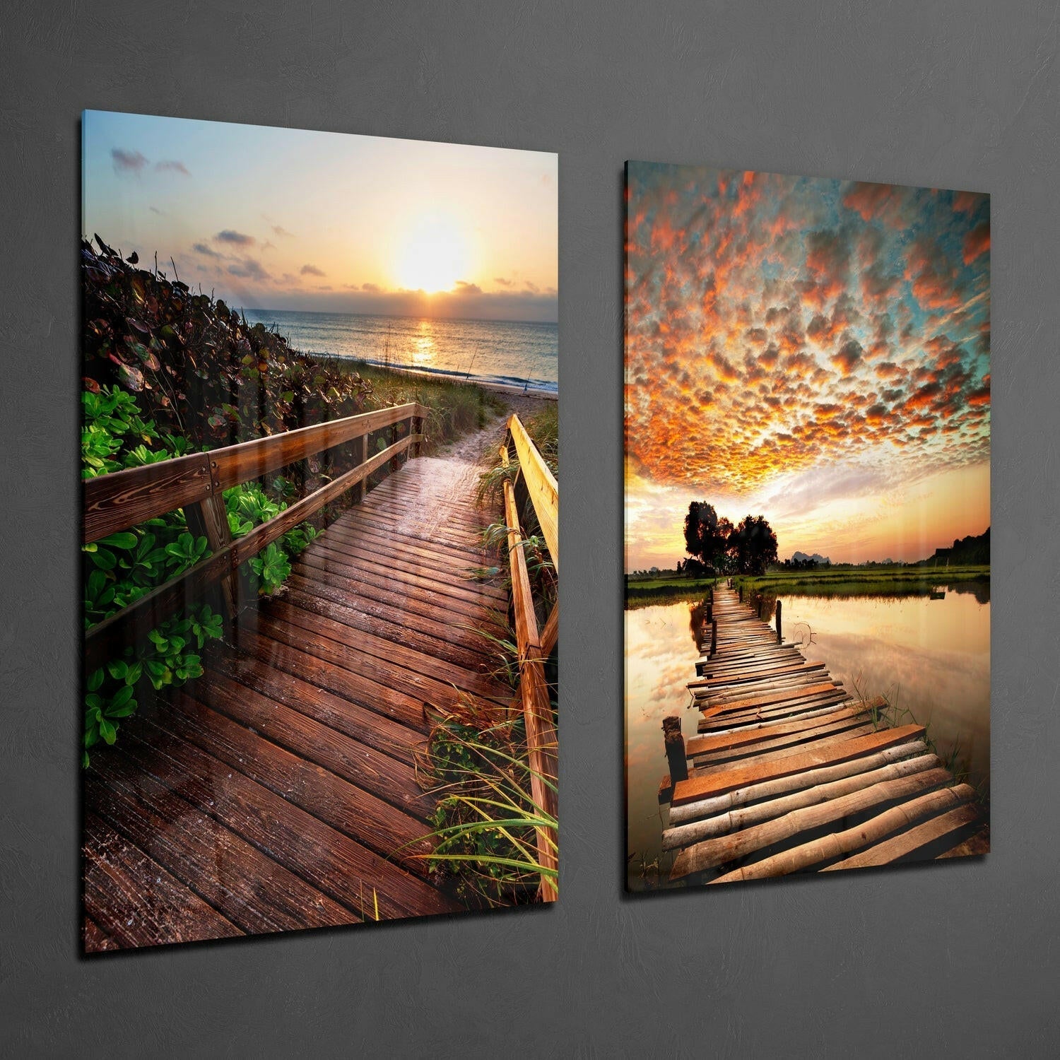 Insigneart USA Insigneart USA Sunsets 2 Pieces Combine Glass Wall Art