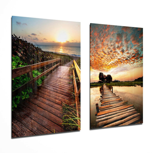 Insigneart USA Insigneart USA Sunsets 2 Pieces Combine Glass Wall Art