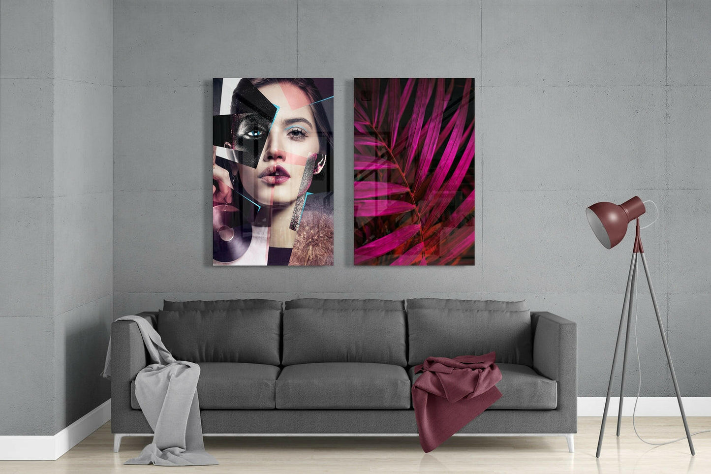 Insigneart USA Insigneart USA Patchwork Women 2 Pieces Combine Glass Wall Art