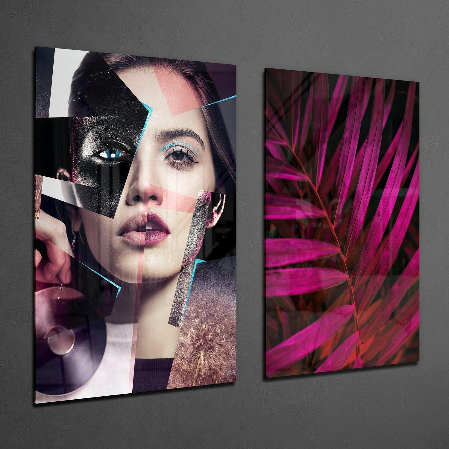 Insigneart USA Insigneart USA Patchwork Women 2 Pieces Combine Glass Wall Art