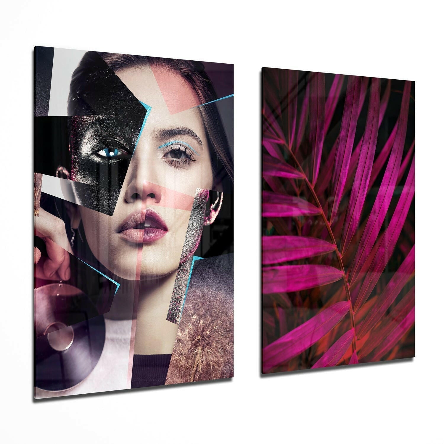 Insigneart USA Insigneart USA Patchwork Women 2 Pieces Combine Glass Wall Art