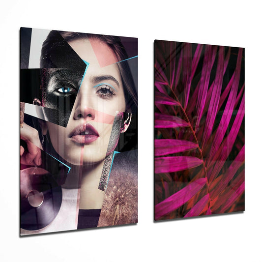 Insigneart USA Insigneart USA Patchwork Women 2 Pieces Combine Glass Wall Art