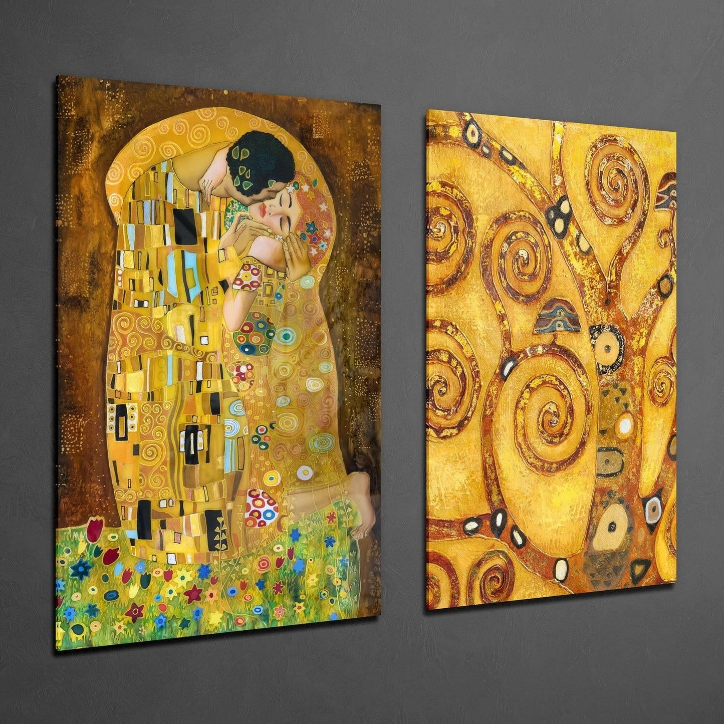 Insigneart USA Insigneart USA Klimt 2 Pieces Combine Glass Wall Art