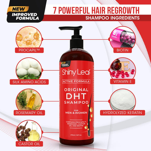 Shiny Leaf DHT Blocker Hair Loss Shampoo 16 oz, Active Formula For Hair Growth
