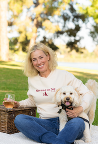 Crew Neck Fleece: Wine & My Dog Dog is Good