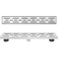 Linear Shower Drain 24" with Removable Grate, Brushed Polished 304 Stainless Steel Shower Drain