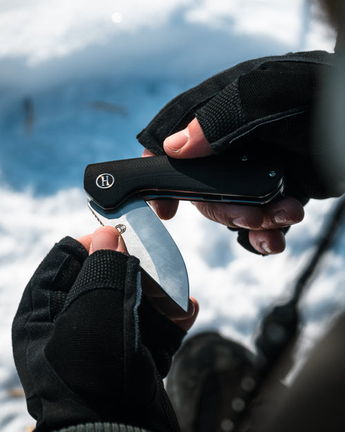 The Peasant Folding Pocket Knife Giftset for Men and Women (Silver and Black) Holtzman's Gorilla Survival