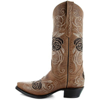 Soto Boots Soto Boots Tan Rose Inlayed Women's Cowgirl Boots (M50032)