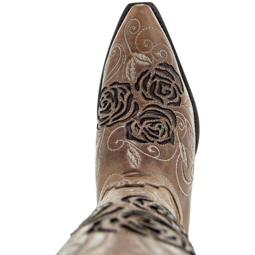 Soto Boots Soto Boots Tan Rose Inlayed Women's Cowgirl Boots (M50032)