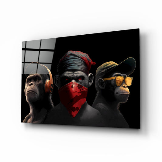 Insigneart USA 3 Wise Monkey Glass Wall Art || Designer Collection